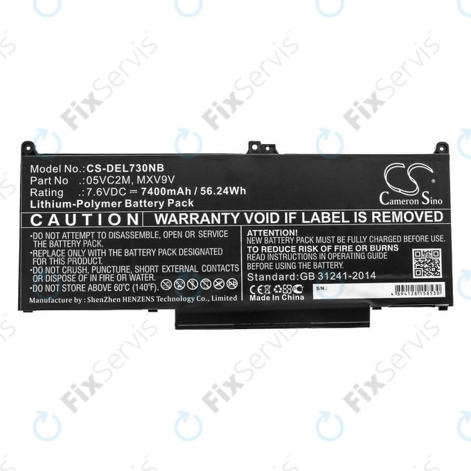 Batéria pre Dell Latitude 13 7300, 14 7400, 7400mAh, Li-Pol, 7.6V, 05VC2M, HQ