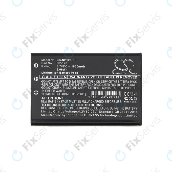 Batéria pre Toshiba Camileo H30, FujiFilm NP-120, 1800mAh, Li-Ion, 3.7V, PX1657, HQ