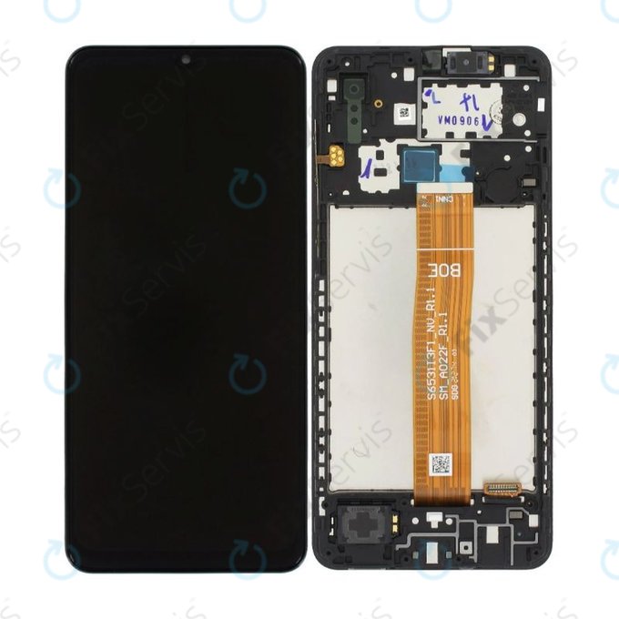 Samsung Galaxy A02 A022F - LCD Displej + Dotykové Sklo + Rám (Black) - GH82-25249A, GH82-25250A Genuine Service Pack