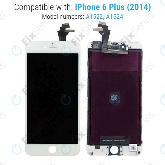 Displej pre iPhone 6 Plus, White, Dotykové sklo s rámom