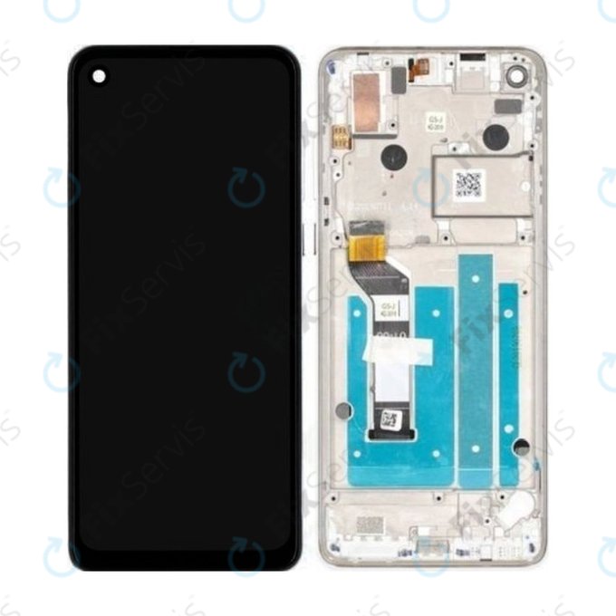Motorola One Action XT2013 - LCD displej + Dotykové sklo + Rám (Pearl White) - 5D68C14738 Genuine Service Pack