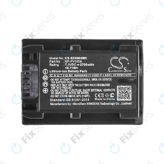 Batéria pre Sony FDR-AX, HDR-CX, HDR-CX HDR-PJ, NEX-VG30, 2700mAh, Li-Ion, 7.3V, NP-FV100A, HQ