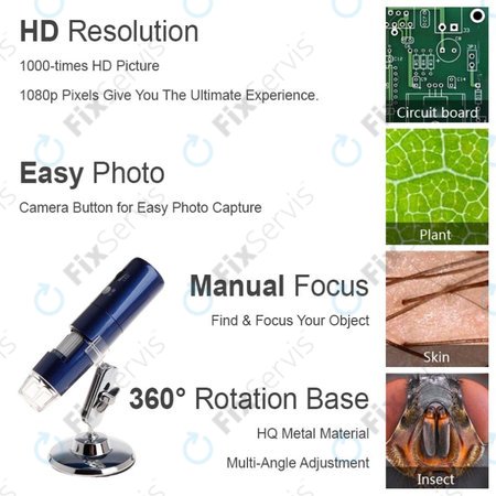 Wi-Fi Prenosný Digitálny Mikroskop / Kamera / Lupa (1080p)