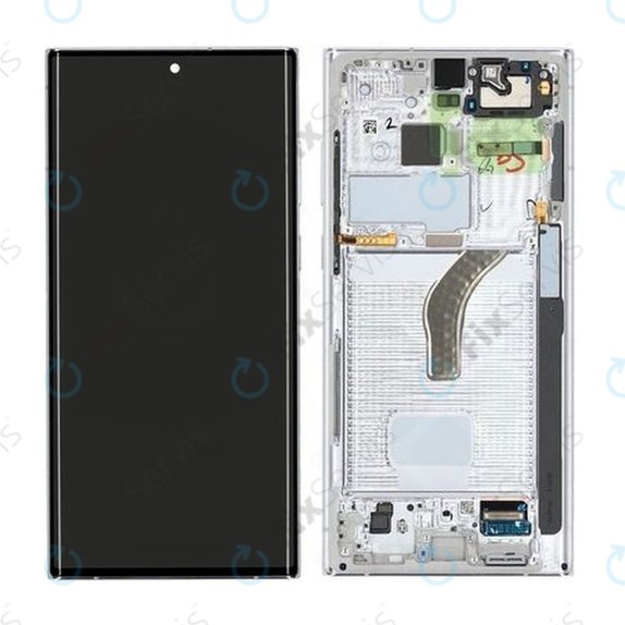 Samsung Galaxy S22 Ultra S908B - LCD Displej + Dotykové Sklo + Rám (Phantom White) - GH82-27488C, GH82-27489C Genuine Service Pack