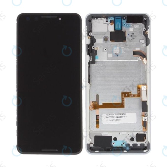 Google Pixel 3 - LCD Displej + Dotykové Sklo + Rám (Clearly White) - 20GB1WW0S03 Genuine Service Pack