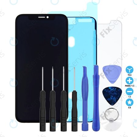 Apple iPhone X - LCD Displej + Dotykové Sklo + Rám TFT + Lepka pod LCD + Tvrdené Sklo + Set Náradia - Multipack