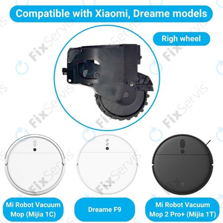 Xiaomi Dreame F9, Mi Robot Vacuum Mop (Mijia 1C), 2 Pro+ (Mijia 1T) - Koleso s Motorom (Pravé) (Čierne)