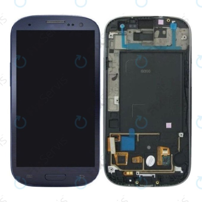 Samsung Galaxy S3 i9300 - LCD Displej + Dotykové Sklo + Rám (Pebble Blue) OLED
