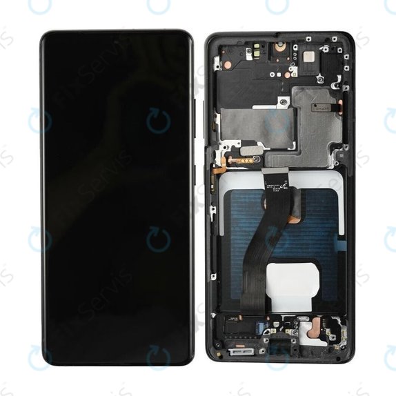 Samsung Galaxy S21 Ultra G998B - LCD Displej + Dotykové Sklo + Rám (Phantom Black) OLED