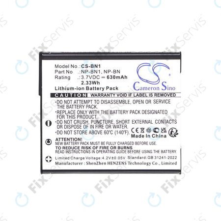 Batéria pre Sony Cyber-Shot DSC-TX20, TX9, 630mAh, Li-Ion, 3.7V, NP-BN1, HQ