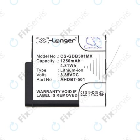 Batéria pre Gopro Hero 8, Hero 6, 1250mAh, Li-Ion, 3.85V, AHDBT-501, HQ