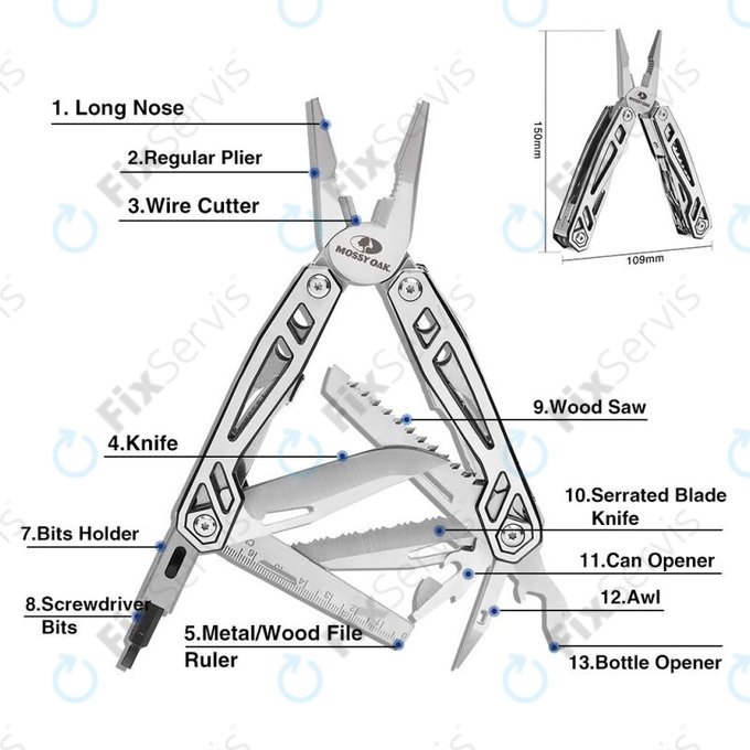 Mossy Oak - Multifunkčné Kliešte z Nerez Ocele 21in1