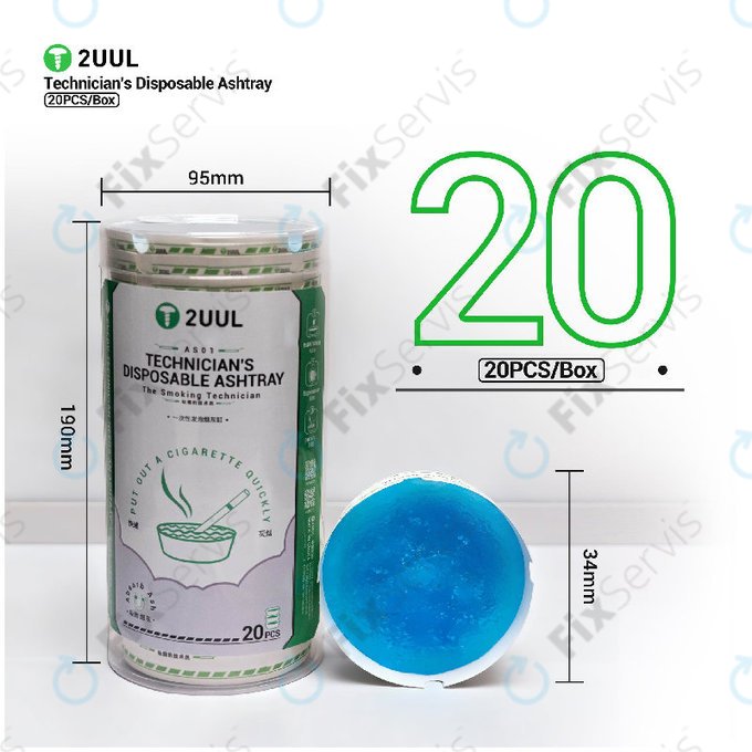 Jednorazový popolník pre technikov, 2UUL AS01, 20ks/box