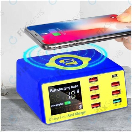 Mechanic iCharge 8 Pro - USB Servisná Nabíjacia Stanica s USB-C, USB 3.0 a Bezdrôtovým Nabíjaním