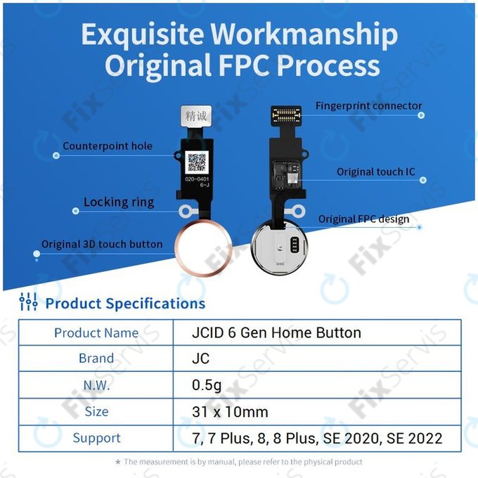 Apple iPhone 7, 7 Plus, 8, 8 Plus, SE (2020), SE (2022) - Tlačidlo Domov JCID 7 Gen (Gold)