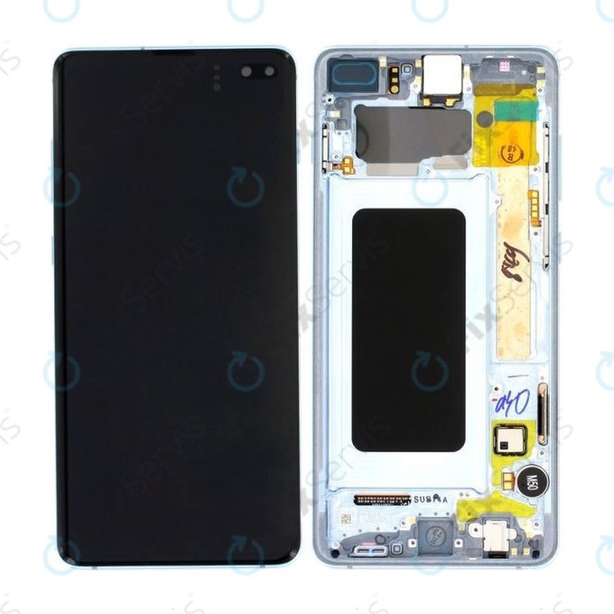 Samsung Galaxy S10 Plus G975F - LCD Displej + Dotykové Sklo + Rám (Prism Blue) - GH82-18849C, GH82-18834C Genuine Service Pack