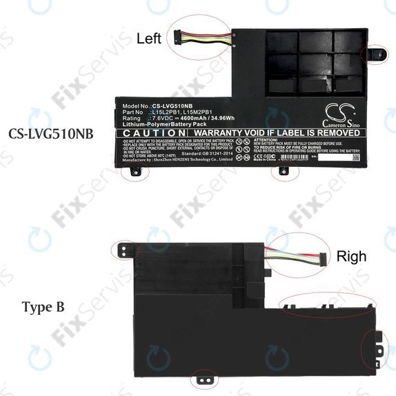 Batéria pre Lenovo Yoga 510 14, Yoga 510 15, 4600mAh, Li-Pol, 7.6V, L15L2PB1, HQ
