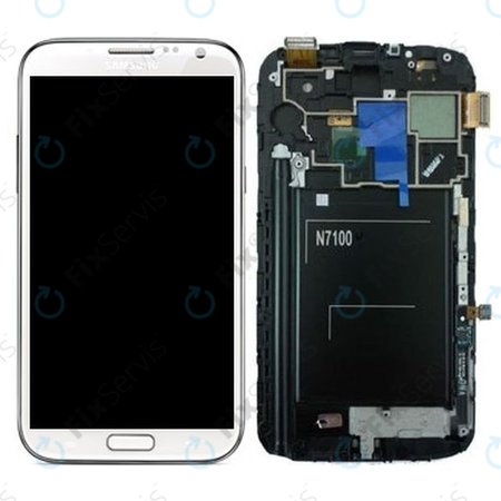 Samsung Galaxy Note 2 N7100 - LCD Displej + Dotykové Sklo + Rám (Marble White) - GH97-14112A Genuine Service Pack
