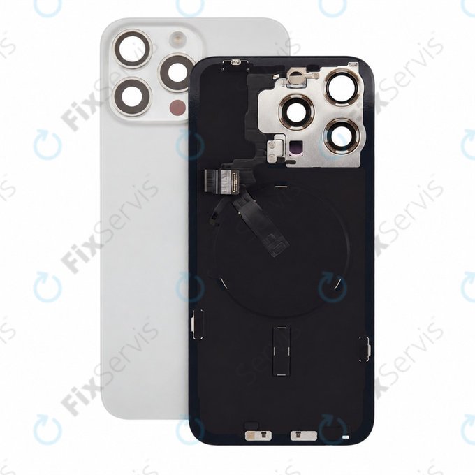 Sklo zadného housingu pre iPhone 15 Pro Max, White Titanium, Pulled A