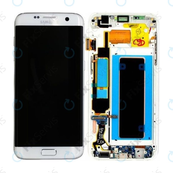 Samsung Galaxy S7 Edge G935F - LCD Displej + Dotykové Sklo + Rám (White) - GH97-18533D, GH97-18594D, GH97-18767D Genuine Service Pack