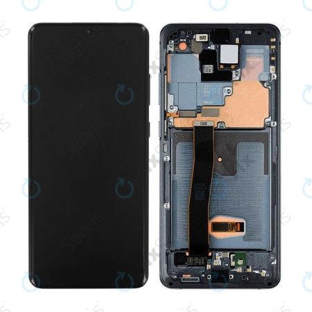 Samsung Galaxy S20 Ultra G988F - LCD Displej + Dotykové Sklo + Rám + Predná Kamera (Cosmic Black) - GH82-22271A, GH82-22327A Genuine Service Pack