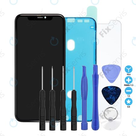 Apple iPhone 11 - LCD Displej + Dotykové Sklo + Rám TFT + Lepka pod LCD + Tvrdené Sklo + Set Náradia - Multipack