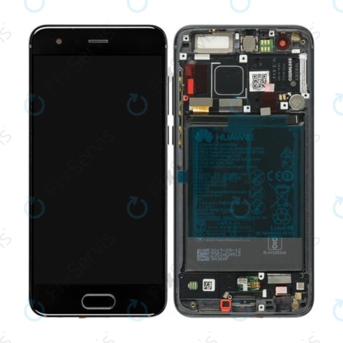 Huawei Honor 9 - LCD Displej + Dotykové Sklo + Rám + Batéria (Midnight Black) - 02351LGK Genuine Service Pack