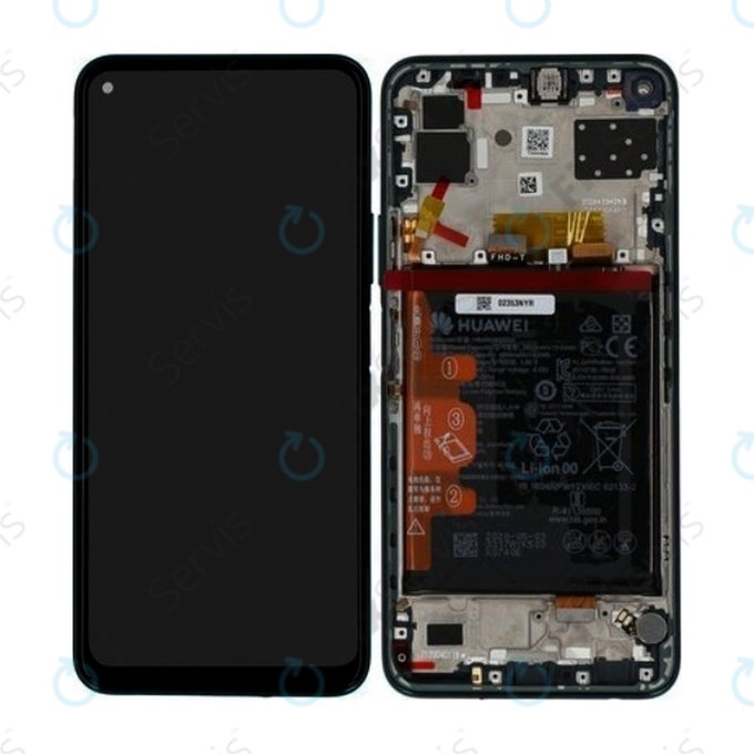 Huawei P40 Lite 5G - LCD Displej + Dotykové Sklo + Rám + Batéria (Crush Green) - 02353SUP Genuine Service Pack