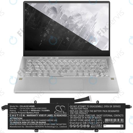 Batéria pre Asus ROG Zephyrus G14 Ga401, 4850mAh, Li-Pol, 15.4V, C41N1908, HQ