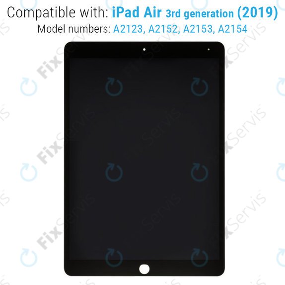 LCD Displej pre iPad Air (3rd Gen 2019), Black, Dotykové sklo bez rámu, Refurbished