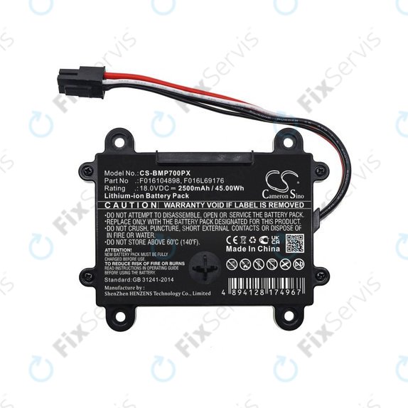Batéria pre Bosch Indego 350, 400, M 700, Indego S+ 350, 2500mAh, Li-Ion, 18V, F016104898, HQ
