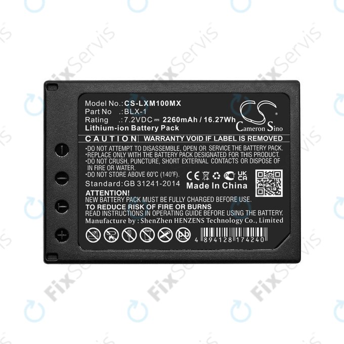 Batéria pre Olympus OM SYSTEM OM-1, OM-1 Mirrorless, 2260mAh, Li-Ion, 7.2V, BLX-1, HQ