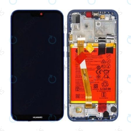 Huawei P20 Lite - LCD Displej + Dotykové Sklo + Rám + Batéria (Klein Blue) - 02351XUA, 02351VUV Genuine Service Pack