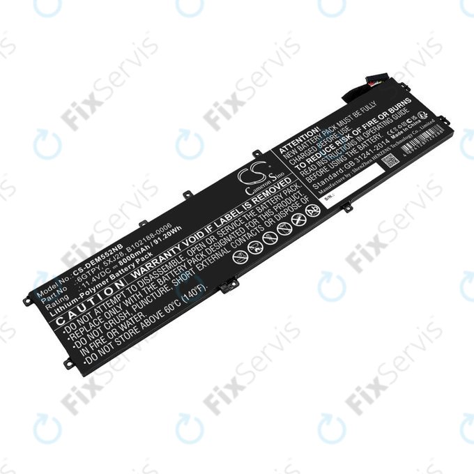 Batéria pre Dell XPS 15, Dell Precision 9560, 9570, 8000mAh, Li-Pol, 11.4V, 6GTPY, HQ