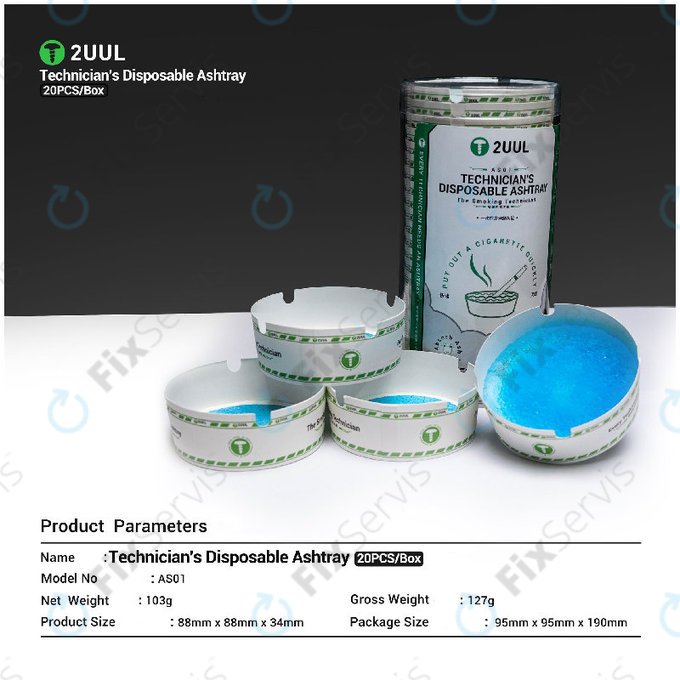 Jednorazový popolník pre technikov, 2UUL AS01, 20ks/box