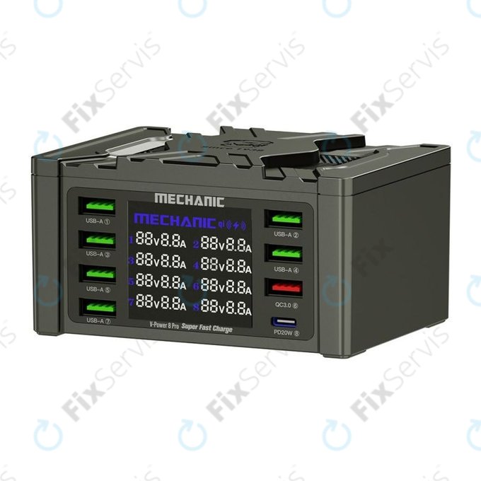 Mechanic V-Power 8 Pro - USB Servisná Nabíjacia Stanica s USB-C, USB 3.0