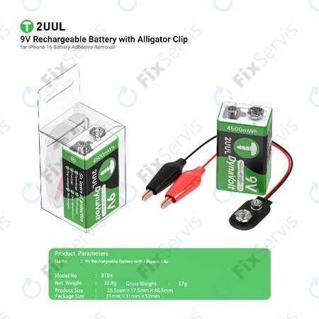 Aktivátor batérií s 9V napájaním (krokosvorka), 2UUL BT04