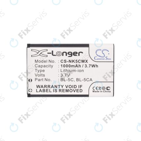 Nokia 1000, 2000, 3000, 6000, 7000, C, N, X-series, Asha 230, MD-12 - Batéria BL-5C, BL-5CA 1000mAh HQ