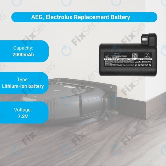 AEG RX-series, Electrolux E, P-series - Batéria S91-0400410-SU2, OSBP72LI, OSBP72LI25 Li-Ion 7.2V 2000mAh HQ