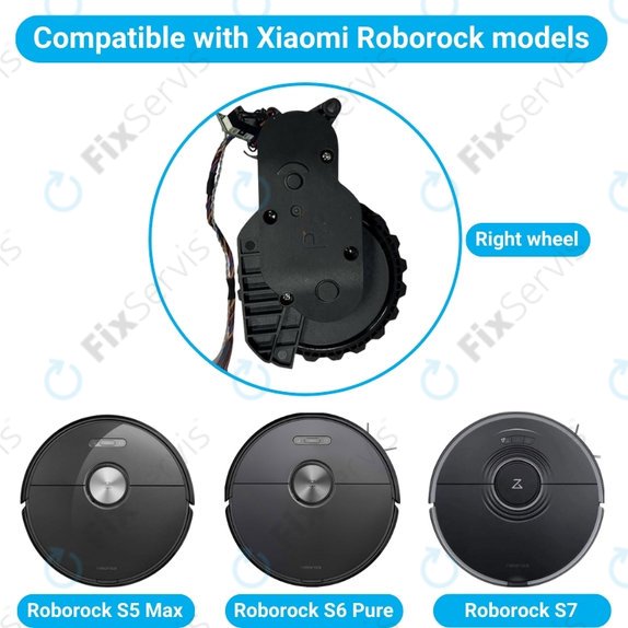 Xiaomi Roborock S5 Max, S6 Pure, S7 - Koleso s Motorom (Pravé) (Čierne)