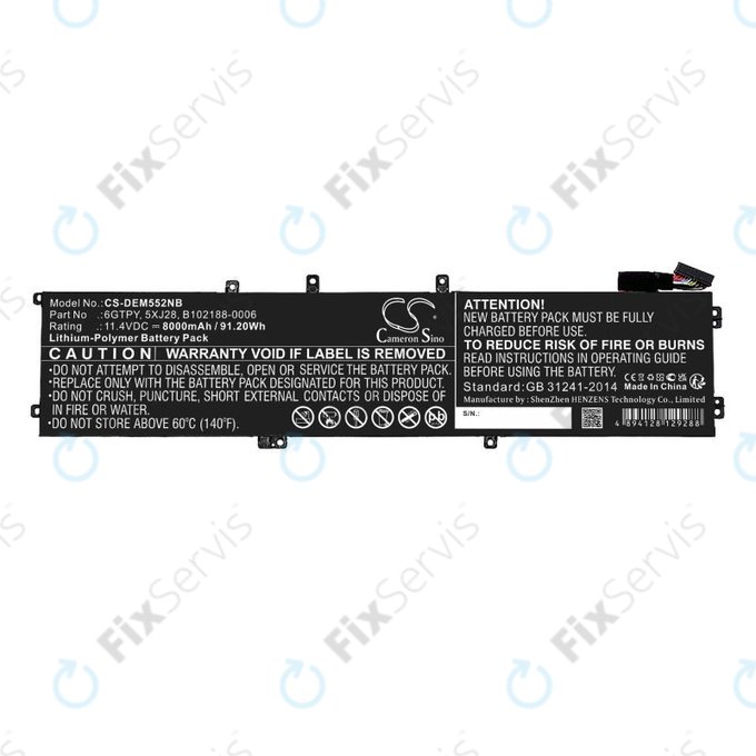Batéria pre Dell XPS 15, Dell Precision 9560, 9570, 8000mAh, Li-Pol, 11.4V, 6GTPY, HQ