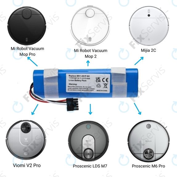 Xiaomi Mi Robot Vacuum Mop Pro (P), 2 (Mijia 2C), Viomi V2 Pro, Proscenic LDS M7 - Batéria STYJ02YM, MH1-4S1P-SC Li-Ion 14.8V 3400mAh