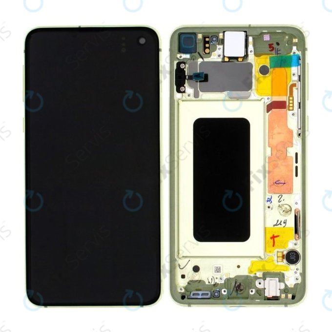 Samsung Galaxy S10e G970F - LCD Displej + Dotykové Sklo + Rám (Canary Yellow) - GH82-18852G, GH82-18836G Genuine Service Pack