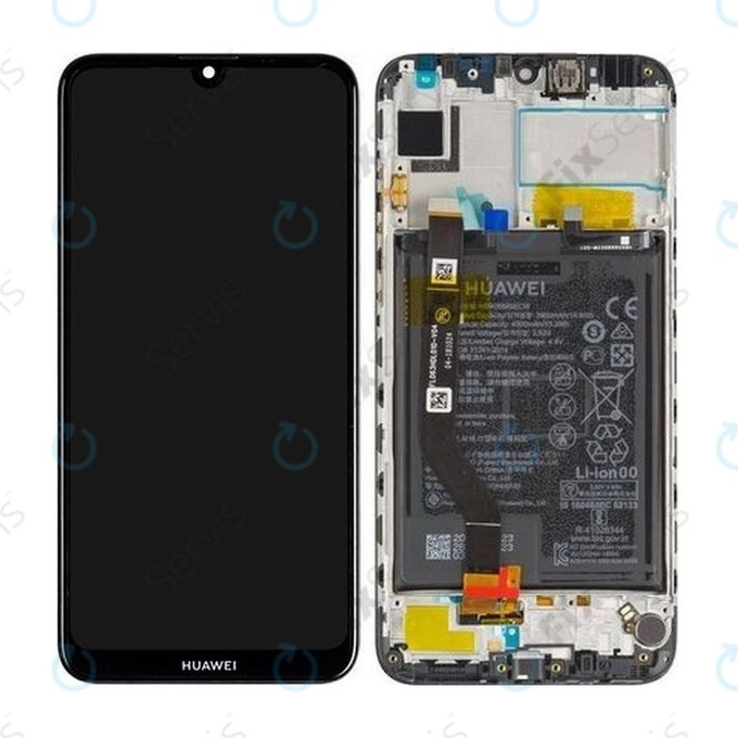 Huawei Y7 (2019), Y7 Prime (2019) - LCD Displej + Dotykové Sklo + Rám + Batéria (Midnight Black) - 02352KCV, 02352KDB, 02352KDA, 02352LHQ, 02352KCY Genuine Service Pack