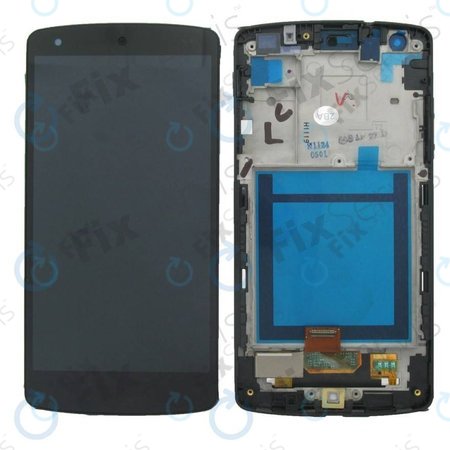 LG Nexus 5 D821 - LCD Displej + Dotykové Sklo + Rám (Black) - ACQ86661402 Genuine Service Pack