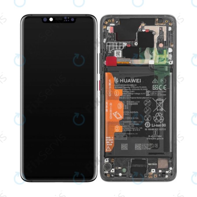 Huawei Mate 20 Pro - LCD Displej + Dotykové Sklo + Rám + Batéria (Black) - 02352FRL Genuine Service Pack
