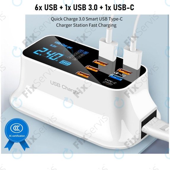Asometech Model E - USB Servisná Nabíjacia Stanica s USB 3.0 a USB-C