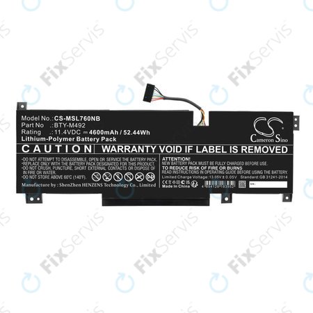 Batéria pre MSI Pulse GL76, Katana GF66, Bravo 15, Crosshair 17, 4600mAh, Li-Pol, 11.4V, BTY-M492, HQ