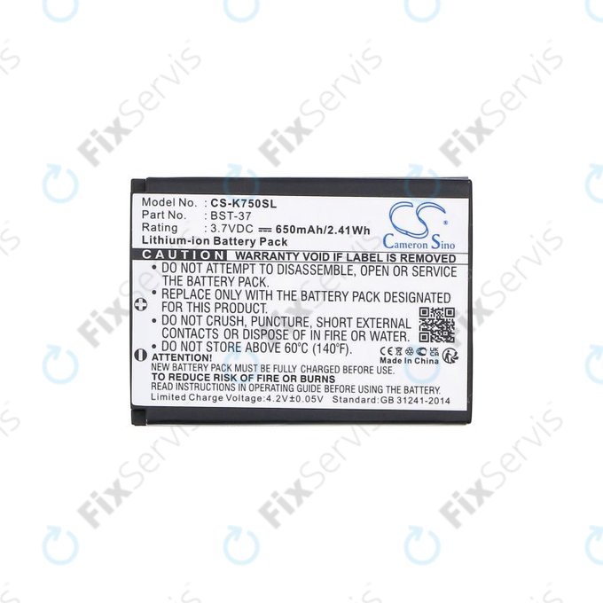 Batéria pre Sony Ericsson, 650mAh, Li-Ion, 3.7V, BST-37, HQ