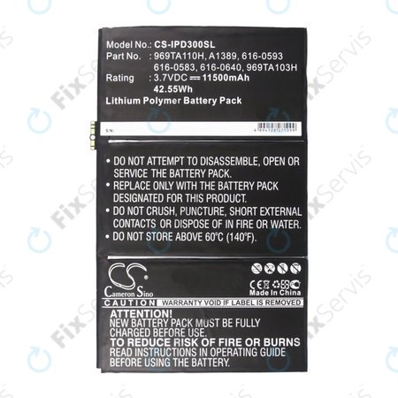 Apple iPad 3, iPad 4 - Batéria 969TA110H, A1389, 616-0593 11500mAh HQ